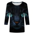 thumbnail image 4 of Hauts Mignons pour Femmes Mode T-shirt Imprimé de Pâques Ample Mi-Longueur Manches 3/4 Blouse Col Rond Hauts Décontractés Hauts Manches 3/4 pour Femmes en Liquidation, 4 of 5
