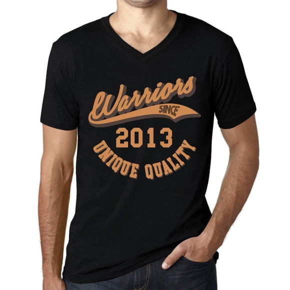 Men's Graphic T-Shirt V Neck Warriors Since 2013 11st Birthday Anniversary 11 Year Old Gift 2013 Vintage Eco-Friendly Short Sleeve Novelty Tee