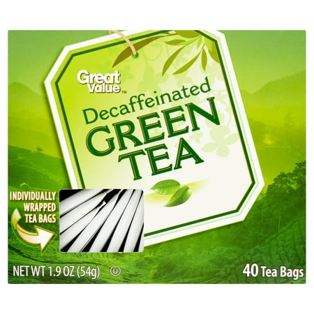 Great Value décaféiné Sacs Thé vert de thé, 40ct