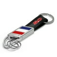 thumbnail image 2 of iPick Image for Ford Mustang 5.0 in Red on Real Carbon Fiber Leather Key Chain with Red White Blue Stripe, Official Licensed, 2 of 5