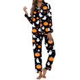 thumbnail image 1 of Ensembles de Pyjama pour Femmes Imprimé Halloween Col Boutonné Manches Longues Ensemble de Nuit Confortable Doux pour la Maison, 1 of 4