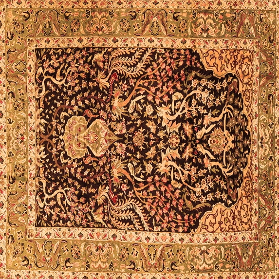 Ahgly Company Indoor Square Animal Orange Traditional Area Rugs, 8' Square