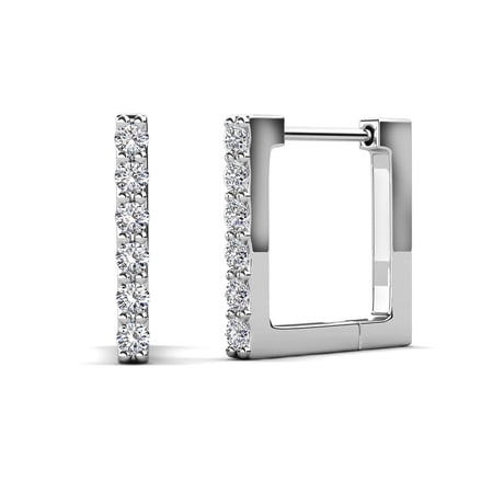 Cate & Chloe Sydney 18k White Gold Plated 14mm Hoop Earrings with Swarovski Crystals for Women