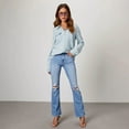 thumbnail image 6 of Womens Casual Denim Shirt - Turn Down Collar, Long Sleeve, Button Front - Western Style Top - S-XL, 6 of 8
