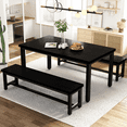 thumbnail image 1 of Stmoze 43.3" Dining Table Set for 4, Kitchen Dining Table with 2 Benches, 3 Pieces Dining Room Table Set , Space Saving Dining Bench Set for Kitchen, Restaurant, Black, 1 of 7