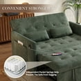 thumbnail image 5 of 3-in-1 Sleeper Sofa with Pull Out Bed,Loveseat Sofa Bed,Modern 2 Seater Convertible Small Couch with Pockets and USB for Living Room Bedroom Apartment (Green, Corduroy), 5 of 11