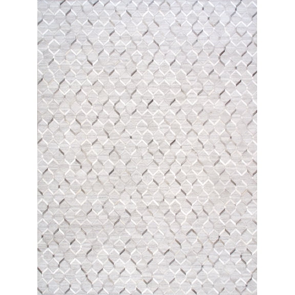 Pasargad Home Galaxy 5' x 8' Hand-Loomed Cowhide Silver/Grey Rug - All Ages, Indoors