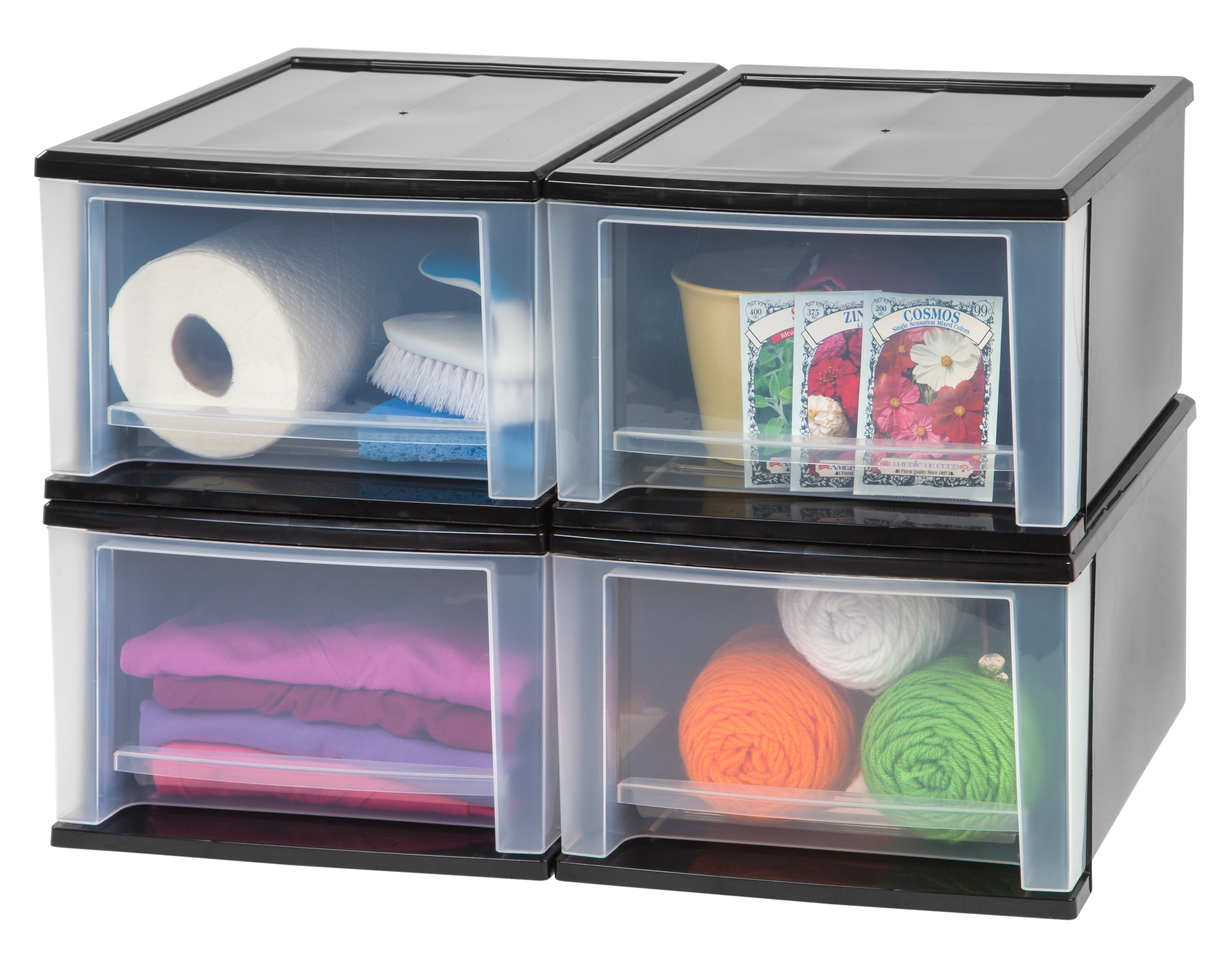 IRIS 17 Qt Plastic Drawer Storage Organizer Stacking Drawers