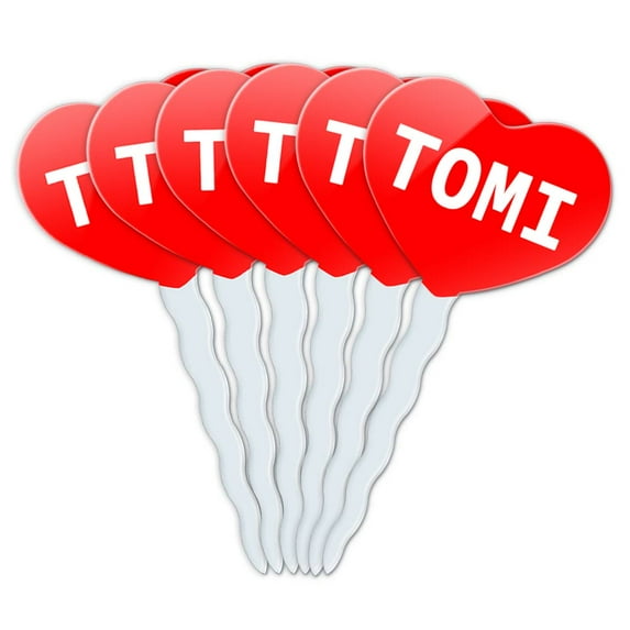 Tomi Heart Love Cupcake Picks Toppers - Set of 6