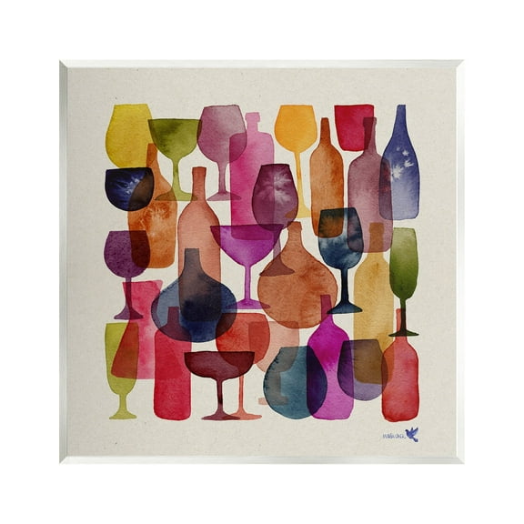 Stupell Industries Modern Overlapping Wine Glasses Food & Beverage Painting Unframed Art Print Wall Art