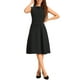 thumbnail image 1 of Vestido de trabajo con cintura ajustable INSPIRE CHIC para mujer, vestido midi sin mangas de cuello barco, color negro, 1 of 6