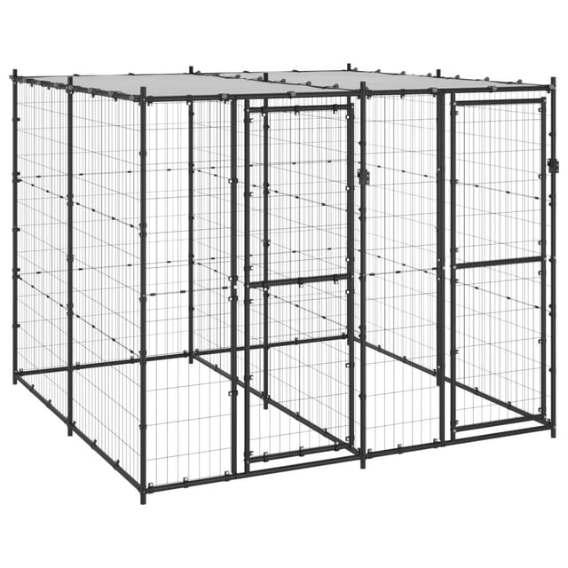 vidaXL Chenil Extérieur pour Chien en Acier avec Toit 4,84 M2