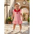 thumbnail image 4 of BemeyourBBs Toddler Baby Girls Summer Ruffled Dress 12 18 24 Months 2 3 4 5 Years Avocado Sunflower Tulip Strawberry Embroidered Buttons Fly Sleeve Casual Dress, 4 of 9