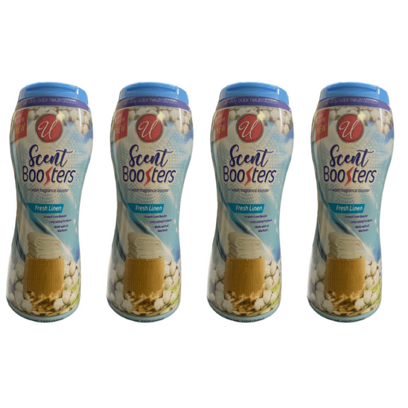Scent Booster In-Wash Fragrance Booster Fresh Linen Long Lasting Freshness works with all machines 12 oz each Pack of 4