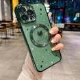 thumbnail image 3 of iPhone 14 Pro Max Magnetic Case, Compatible with MagSafe, Luxury Plating Cute Love Heart Bling Star Phone Case for Women Girls, Soft TPU Full Camera Shockproof Protective Clear Case (Green), 3 of 14