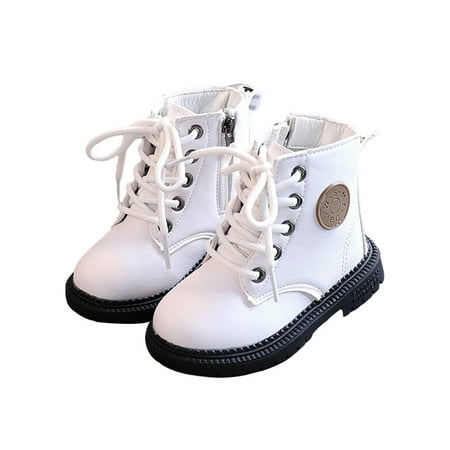 

Avamo Toddler School Lightweight Flat Heels Walking Shoes Children Daily Non-slip Side Zip Trekking Booties Breathable High Top