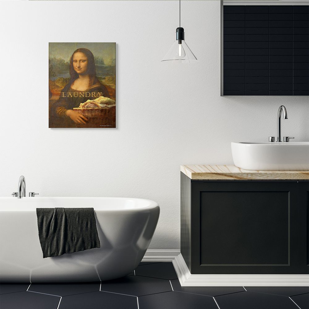 Stupell Industries Mona Lisa Laundry Funny Classic Painting Design Canvas Wall Art by Patrick Reid O'Brien