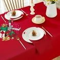 thumbnail image 3 of Christmas Tablecloth Rectangle Textured Spill Proof Washable Fabric Table Cloth, Thick Faux Linen Table Cover for Xmas, Holiday, Winter, Indoor, Outdoor (60 x 84 Inch Rectangular, Red), 3 of 6