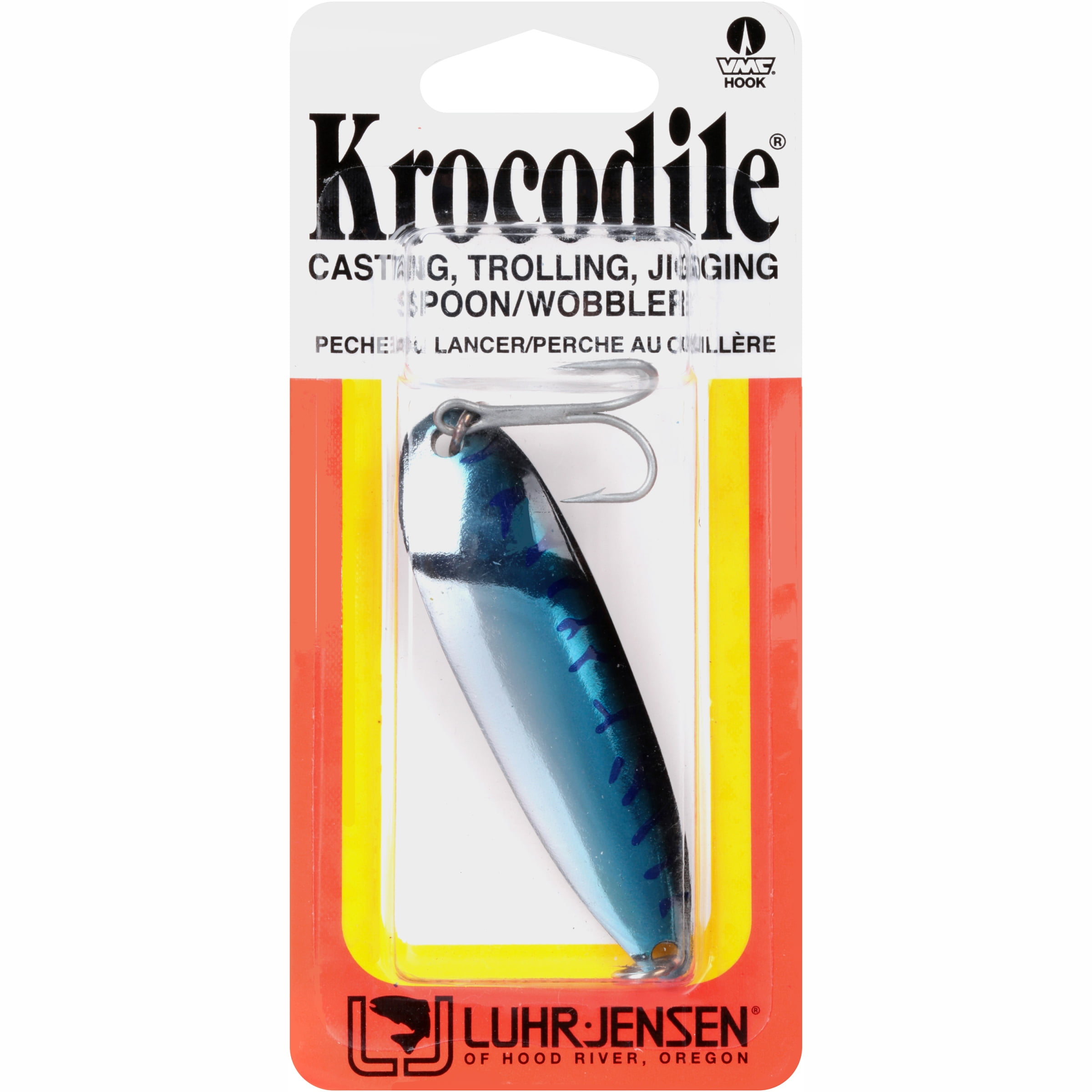 Luhr Jensen Krocodile 1oz Spoon Fishing Lure 3 5/16 Chrome/Blue Mackerel 