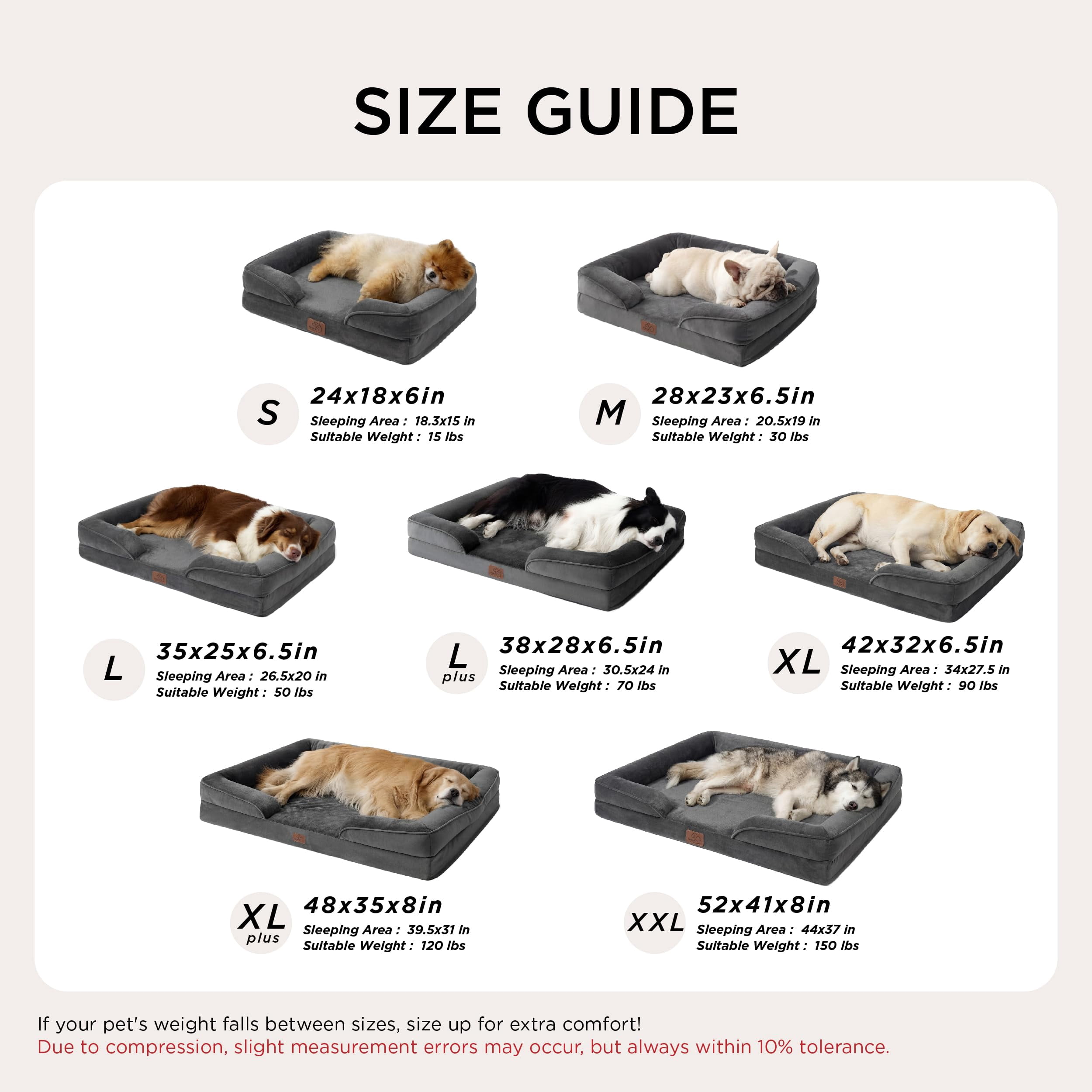 U By Bedsure Orthopedic Dog Bed for Extra Large Dogs - XL Washable Dog Sofa Bed Large, Supportive Foam Pet Couch Bed with Removable Washable Cover, Waterproof Lining and Nonskid Bottom, Dark Grey