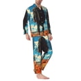 thumbnail image 2 of Lsque Lone Cowboy Desert Scene Pattern Long Sleeve Pajama Set for Men - Soft 2-Piece Sleepwear and Loungewear Set with Pockets, Comfy Nightwear-X-Large, 2 of 7