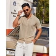 thumbnail image 5 of COOFANDY Mens Knit Shirt Short Sleeve Button Down Shirts Casual Summer Beach Vintage Polo Shirts, 5 of 6
