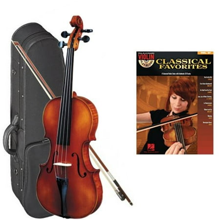 Strunal 1750 Student Violin Classical Favorites Play Along Pack - 3/4 Size European Violin w/Case & Play Along
