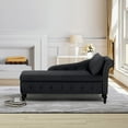 thumbnail image 7 of ACMEASE Upholstered Chaise Lounge with Right Armrest & Lumbar Pillow,Button Tufted Lounge Sofa with Storage,Lounge Chair Indoor,Modern Velvet Lounge Chair for Bedroom, Living Room and Office, Black, 7 of 7