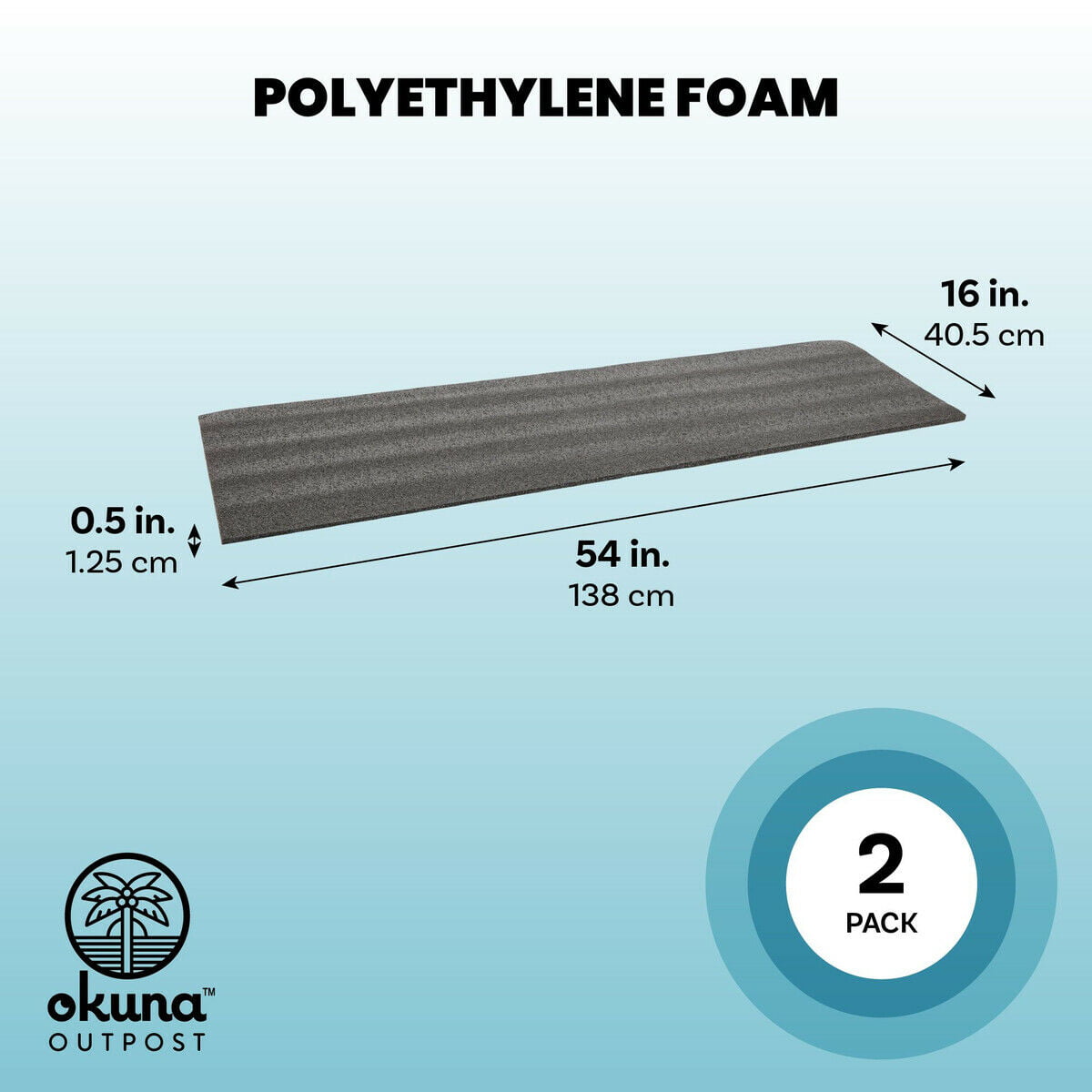 54x16 in, 2 Sheets Customizable Polyurethane Foam Inserts for Packing and Crafts 0.5 in 