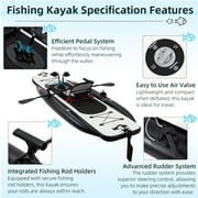 Bezliving Inflatable Kayak with Pedal System, 12ft Premium PVC Fishing Kayak, Lightweight & Portable with Aluminum Seat, Rudder System, and Accessories Included