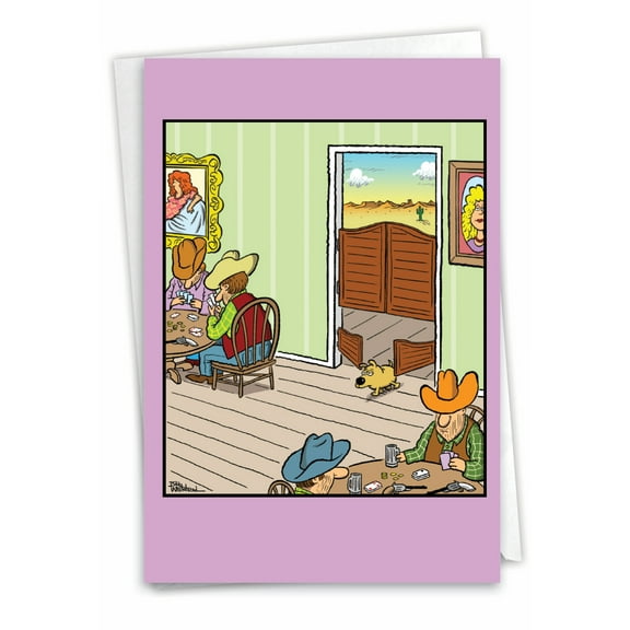 1 Funny Birthday Card with Envelope - Saloon Dog Door C7368BDG