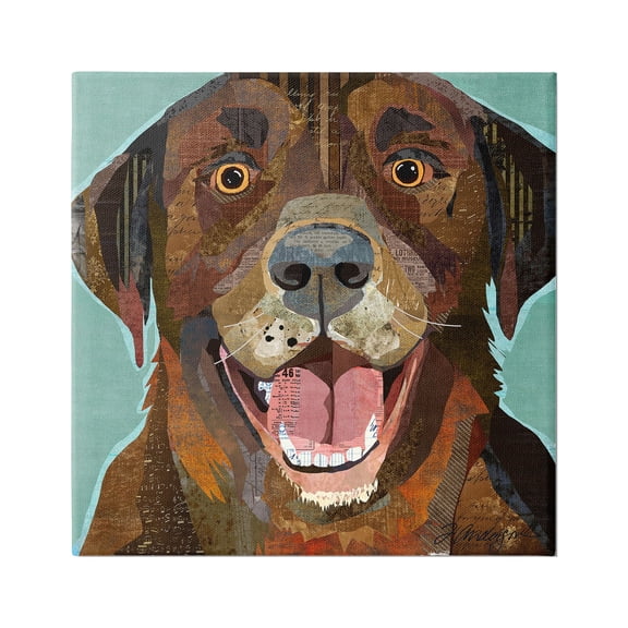 Stupell Industries Collaged Ephemera Dog Portrait Painting Brown Labrador Graphic Art Gallery Wrapped Canvas Print Wall Art, Design by Traci Anderson