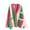 Hot Pink, variant on SRZYMJ Women's Color Block V-Neck Pullover Sweater with Long Sleeves and Button Pocket Detail