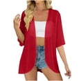thumbnail image 3 of Jsaierl Women's Sheer Open Front Short Sleeve Cardigan Lightweight Loose Beach Vacation Summer Cover Up Top, 3 of 9
