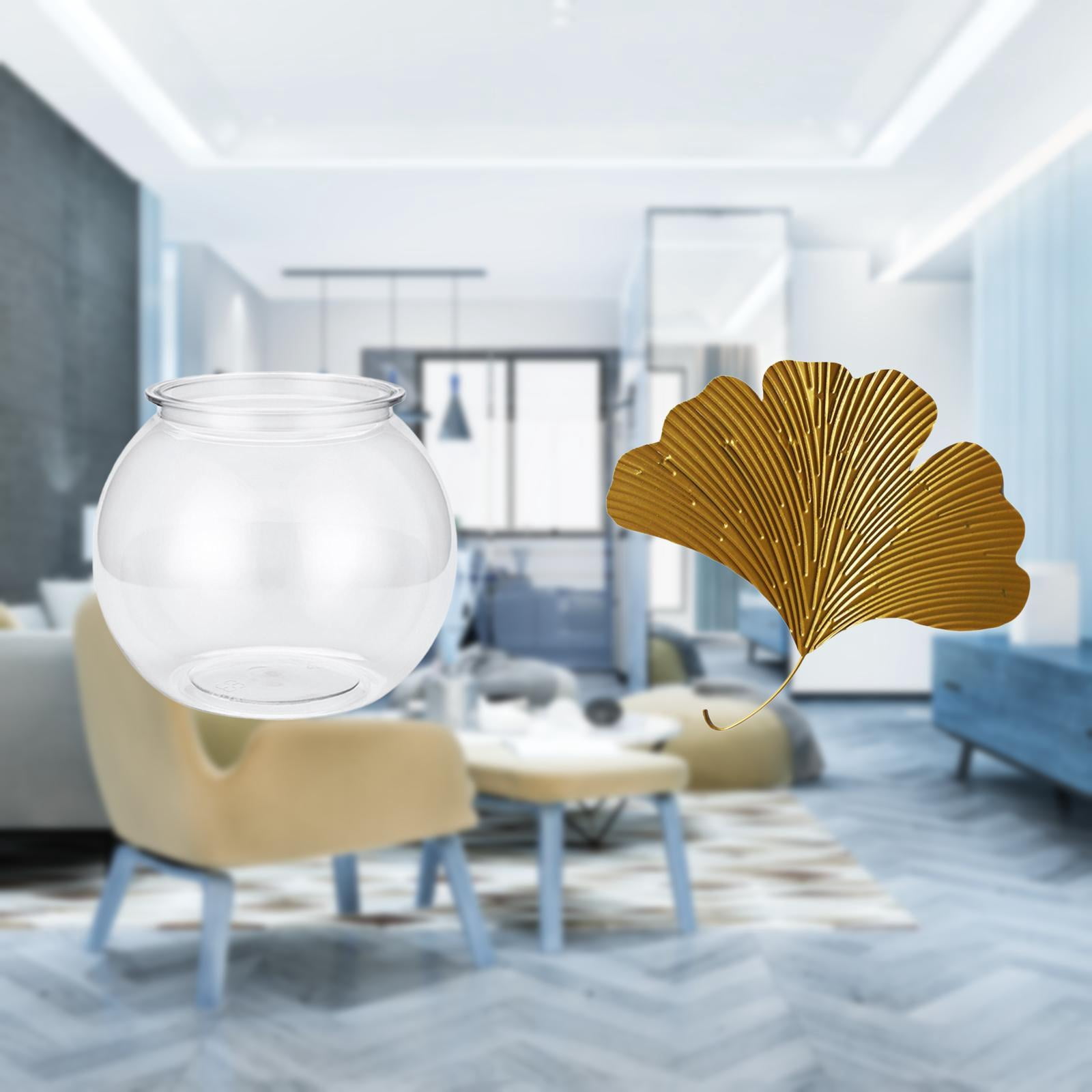 2 Pieces Fish Tank Aquarium Bowl with Round Transparent Design for Living Room Office Desk Decor