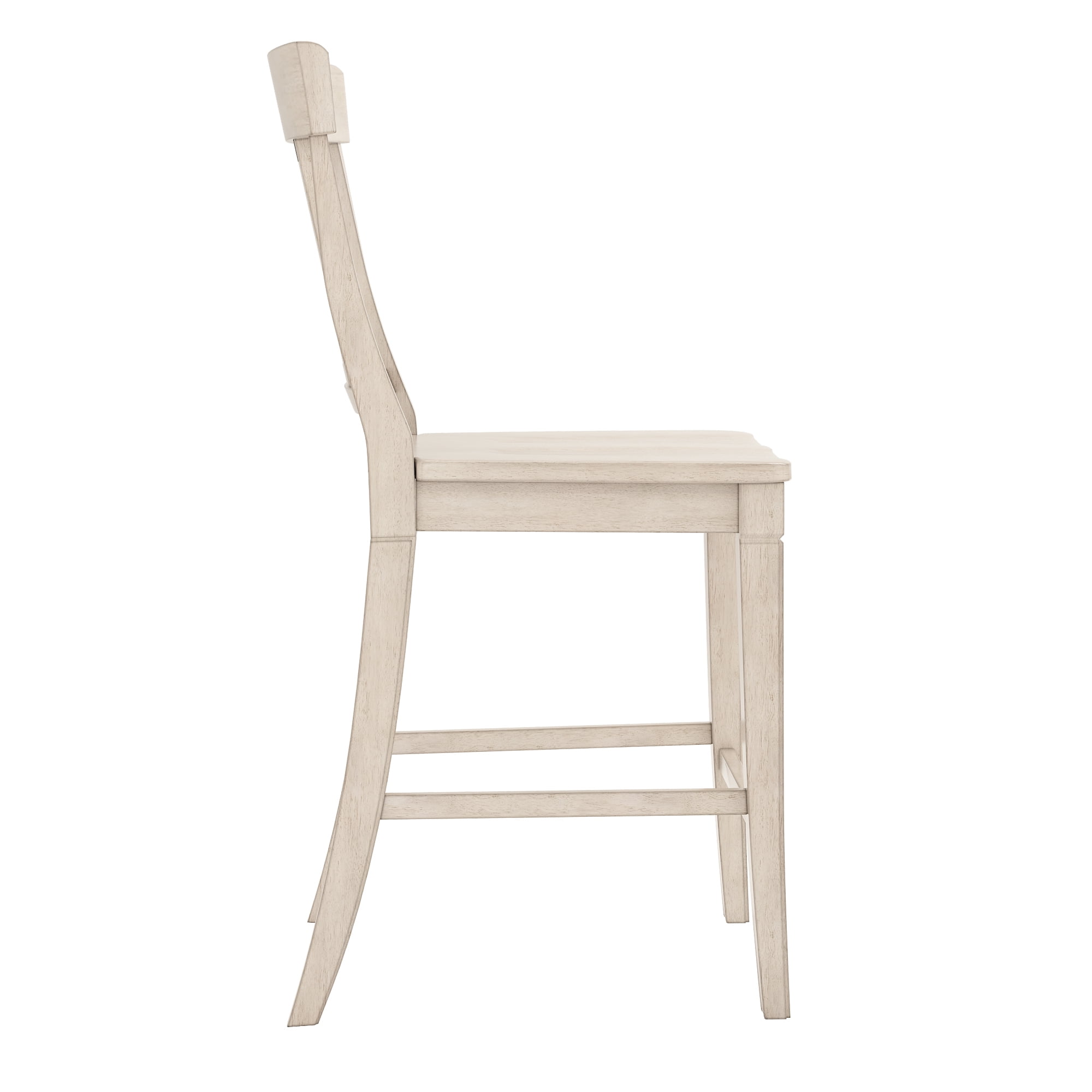 Weston Home Farmhouse Vintage Panel Back Solid Wood Counter Height Chair, Set of 2, Antique White
