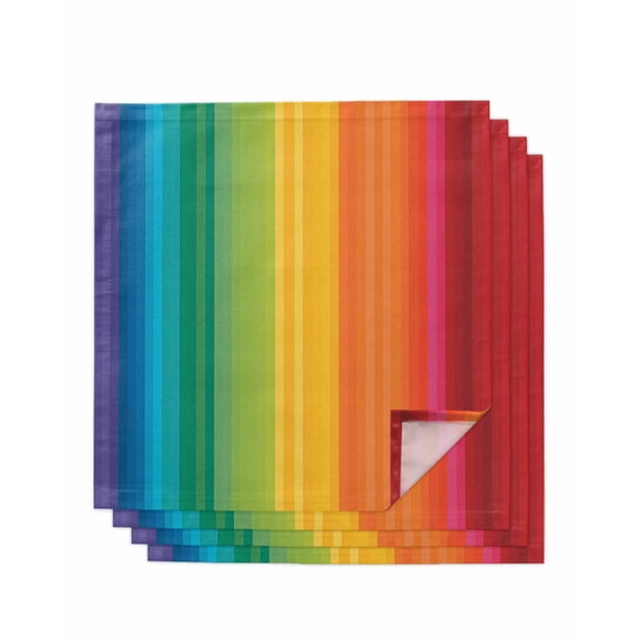 Rainbow Striped Cloth Napkins Set of 4 Reusable Dinner Napkins, Colorful Gradients Modern Abstract Art Cocktail Napkin Washable Table Napkins for Wedding/Holiday Party/Baby Shower 20"x20"