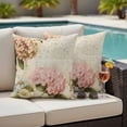 thumbnail image 4 of Pink Orange Hydrangea Outdoor Waterproof Pillow Covers, Spring Vintage Botanical Flowers Decorative Square Throw Pillowcase Sofa Cushion Sham for Patio/Couch/Chair, 16"x16" 2 Pack, 4 of 8