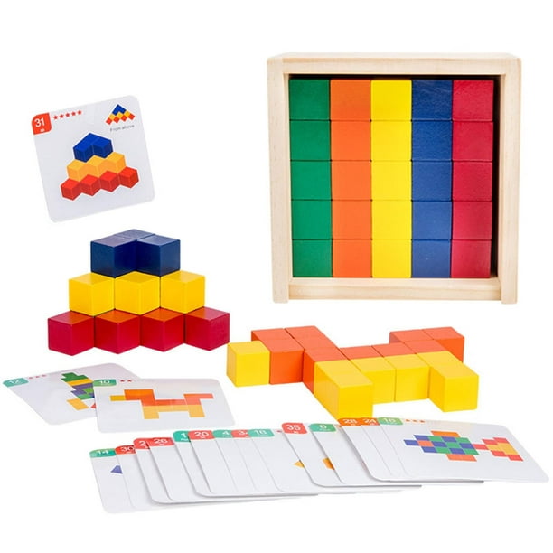Colorful Wooden Cubes | 50pcs Math Blocks for Kids | Linking Cubes for ...