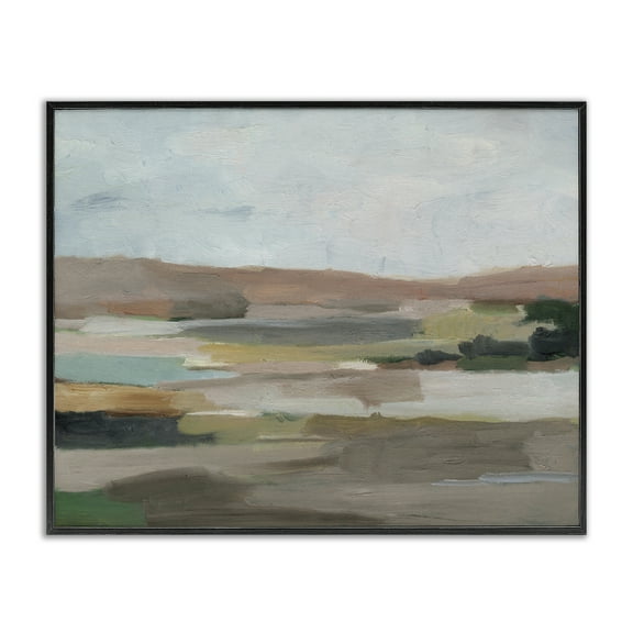 Stupell Industries Neutral Desert Hills Landscape & Nature Painting Black Framed Art Print Wall Art, 14 x 11