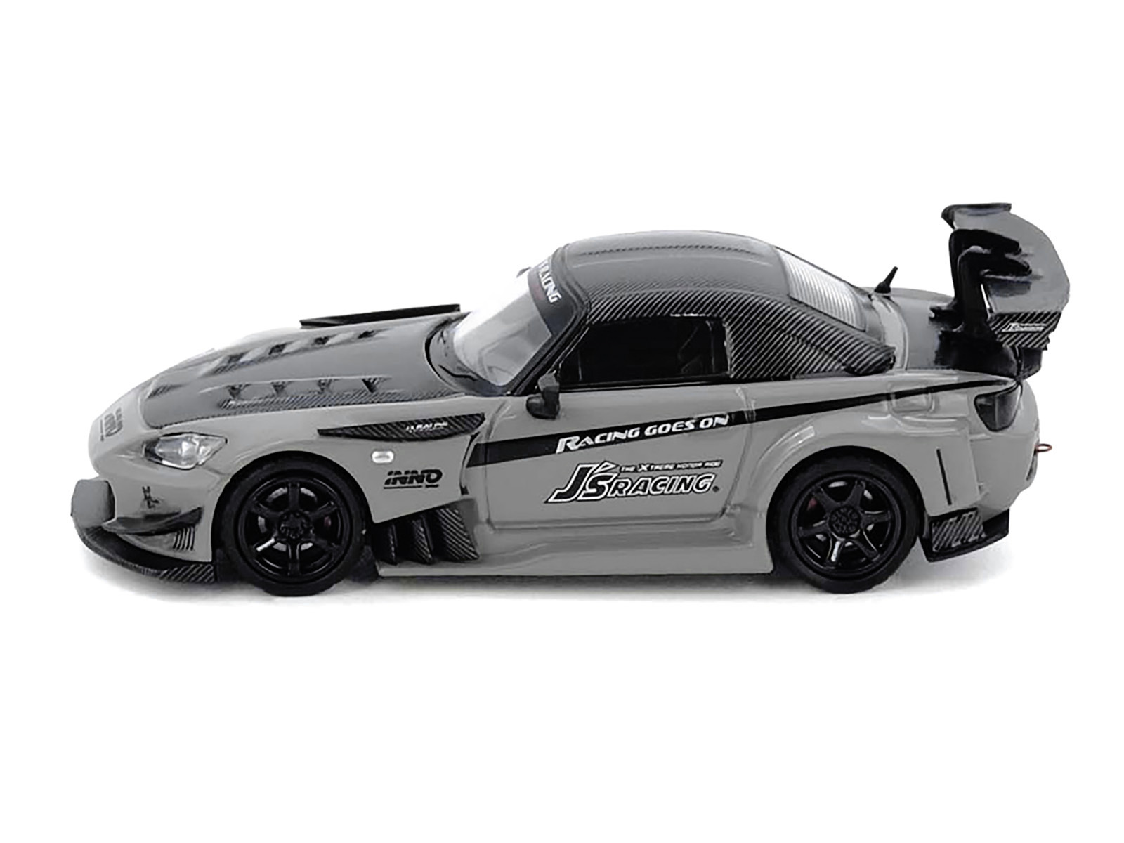 Honda S2000 RHD "J's Racing" Gray w/Carbon Hood & Top "Hong Kong Toycar Salon 2025" 1/64 Diecast Model Car by Inno Models