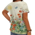 thumbnail image 2 of CLOOCL Crew Neck Blouse Floral Printed Short Sleeve Casual Shirt Plus Size, 2 of 6
