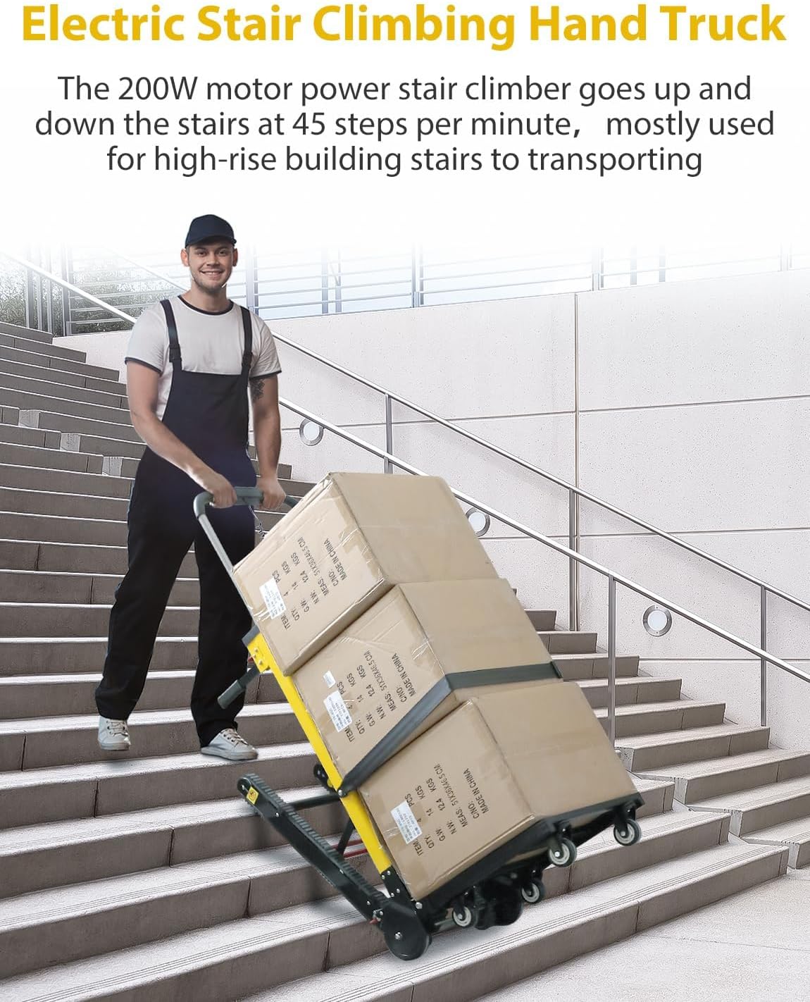 441 lbs Electric Stair Climbing Hand Truck Climbing Dolly with Rubber Tracks for Easy Moving Heavy Furniture Up/Down Stairs