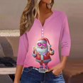 thumbnail image 2 of Dreluolixuan Ladies Tops and Blouses Funny Christmas 3/4 Sleeve Santa Claus Print Basic Sweatshirt V Neck Pullover Business Holiday Tee Tops, 2 of 5