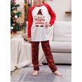 thumbnail image 5 of Elippeo Family Matching Christmas Pajamas, Letter  Gnome Hat Print Long-Sleeved Tops + Plaid Trousers Sleepwear Outfits, 5 of 7
