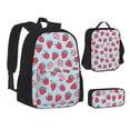 thumbnail image 2 of Naloa Strawberries Print Large Capacity Backpack Lunch Bag Pencil Case Combination 3 Piece Set for Student, 2 of 8
