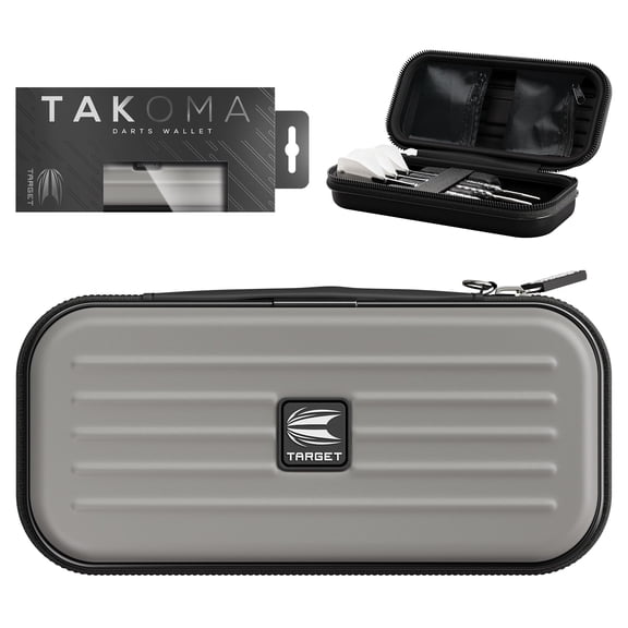 Target Darts Takoma Dart Case Wallet, Regular Size, Grey | Store 3 Fully Assembled Darts & Accessories | Dart Holder with Zip Lock Pouches, Store Flights, Shafts & Swiss Points