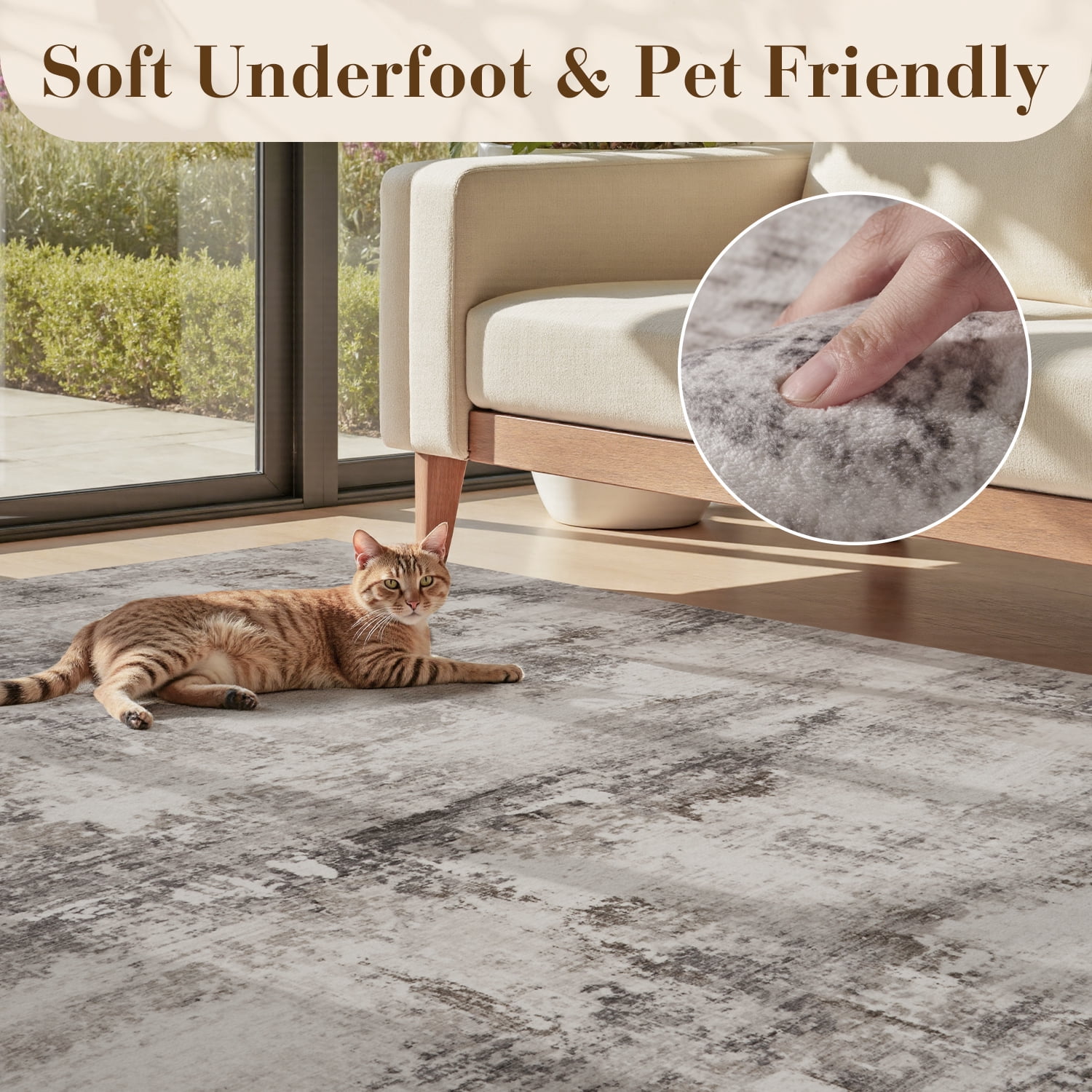 VUNATE 8'x10' Area Rugs for Living Room Marble Swirl Abstract Rug Ultra Soft Washable Rugs for Bedroom Anti Slip Durable Carpet Home Decor for Dining Room Taupe