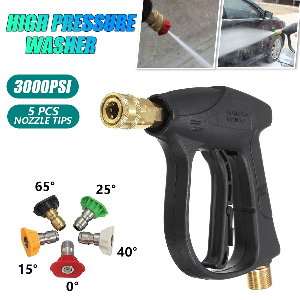 3000Psi High Pressure Washer Spray Gun Washing Kit Jet Lance Wash Nozzle For Car 