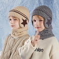 thumbnail image 3 of Kids Winter Hat and Scarf Set, Fleece Lined Knit Beanie with Ear Flaps, Warm Neck Warmer, Toddler Snow Accessories Set for Boys Girls 5-14 Beige, 3 of 5